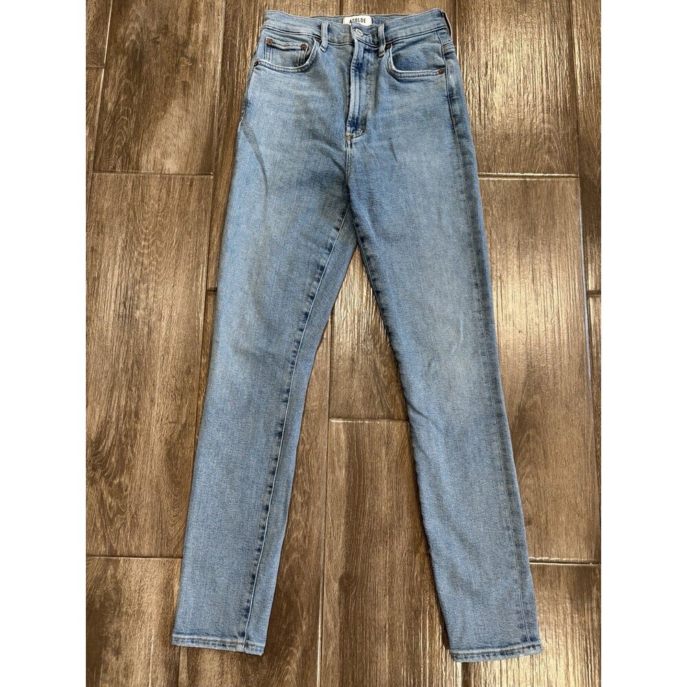 Agolde Women's Blue Jeans High Rise Skinny Size 26 Zip Fly Cotton Blend Stretch